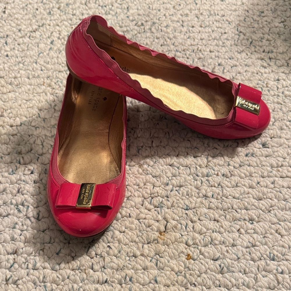 Kate Spade Fuchsia Flats with Gold Bow
